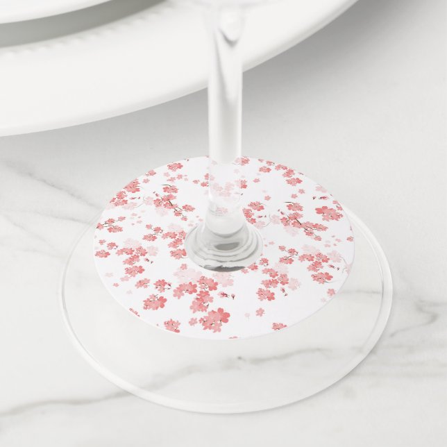 Cherry Flower 2 Wine Glass Tag (Close Up)