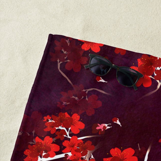 Cherry Flower 3 Beach Towel (In Situ)