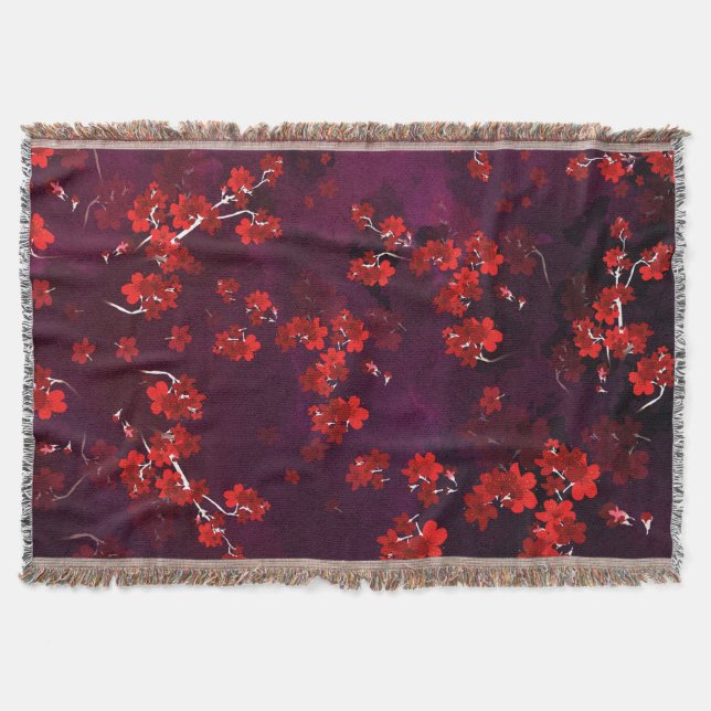 Cherry Flower 3 Throw Blanket (Front)