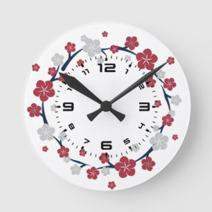 Cherry flowers round clock