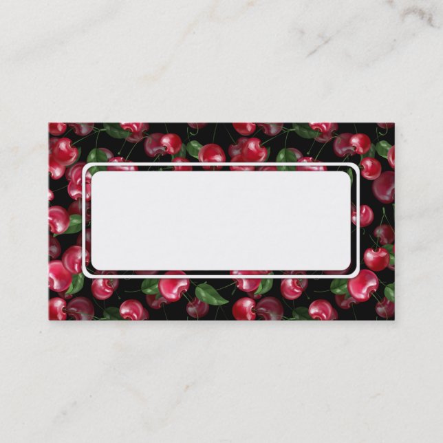 Cherry Fruit on black Business Card (Front)