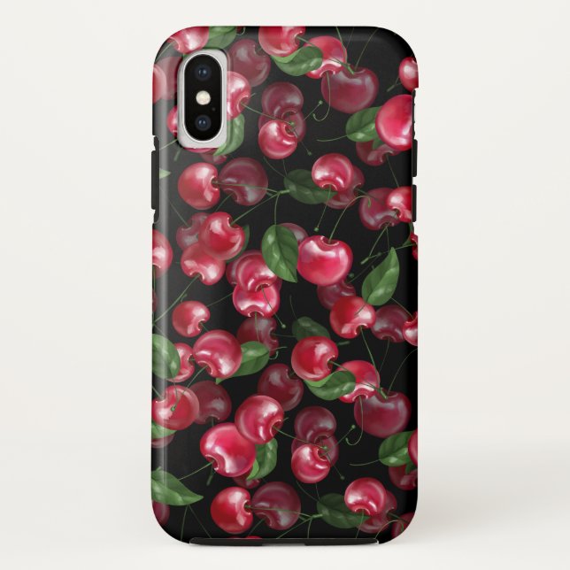 Cherry Fruit on black Case-Mate iPhone Case (Back)