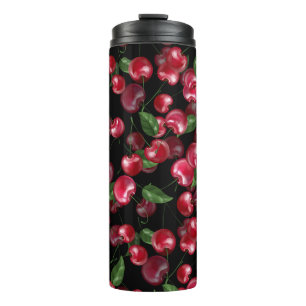 Cherry Fruit on black Thermal Tumbler