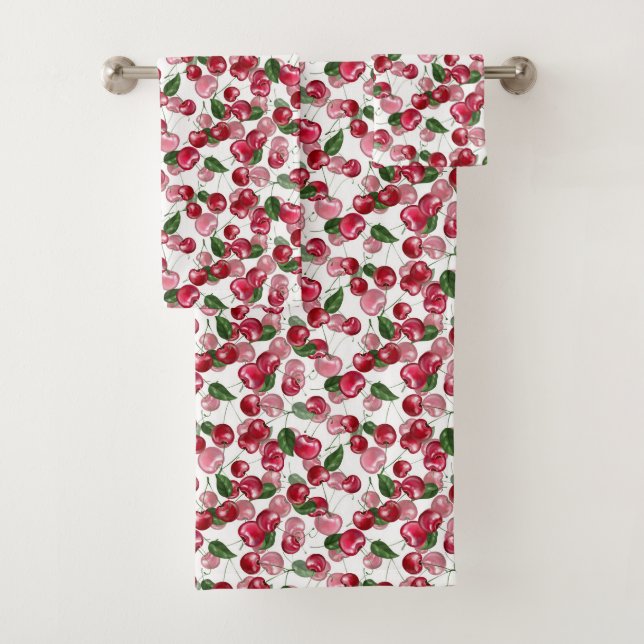 Cherry Fruit pattern Bath Towel Set (Insitu)