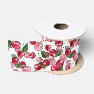 Cherry Fruit pattern Satin Ribbon