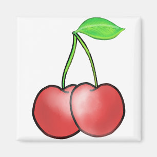 Cherry fruit plant botany art magnet