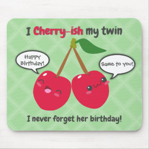 Cherry fruit twins birthday cute kawaii cartoon mouse pad