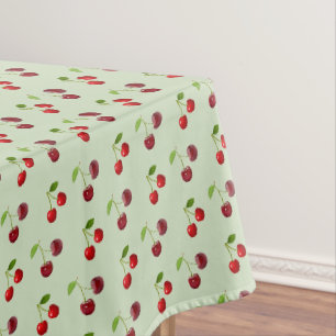 Cherry Fruits on Light Green Tablecloth
