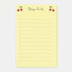 Cherry Fruits on Yellow Things To Do Lined Post-it Notes