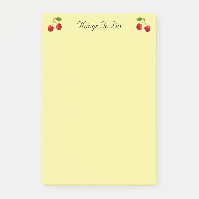 Cherry Fruits on Yellow Things To Do Post-it Notes (Front)