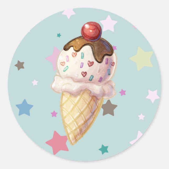 Cherry Fudge Icecream Classic Round Sticker (Front)