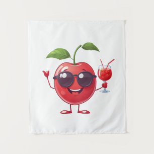 Cherry Fun Cheerful Vacation Tropical Drink Party Tapestry