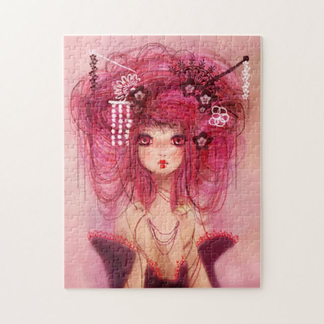 Cherry geisha jigsaw puzzle (Vertical)