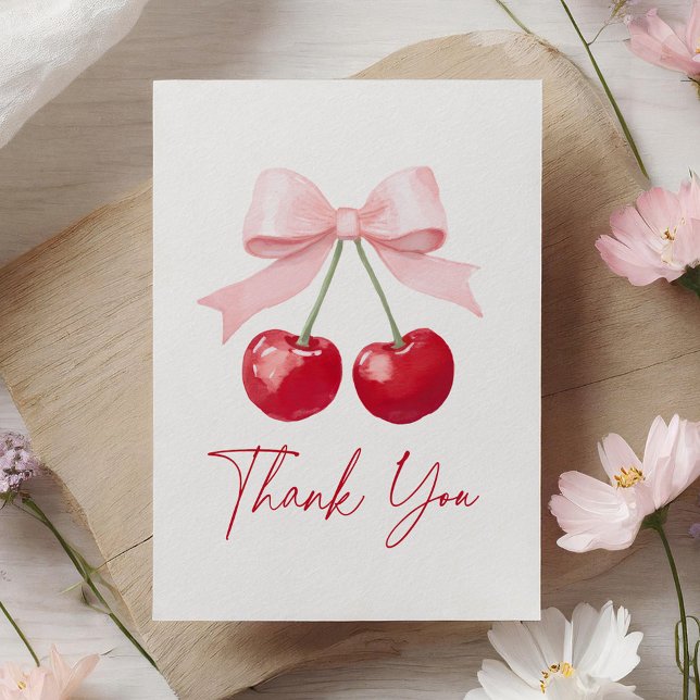 Cherry Gingham Baby Shower Thank You Card (Creator Uploaded)
