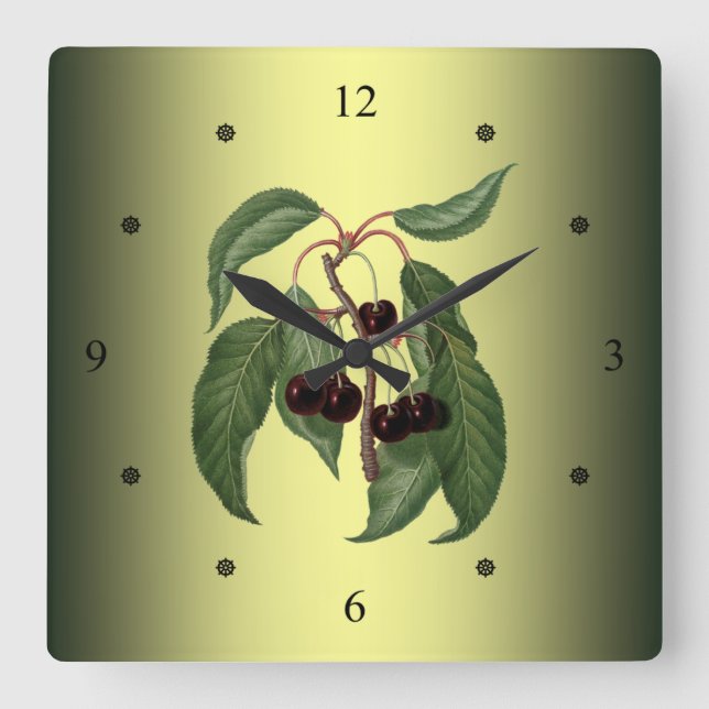 Cherry ~ Giorgio Gallesio ~ Botanical Fruit ~ Square Wall Clock (Front)