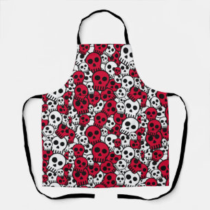 Cherry Gothic Skull Pattern Print Apron
