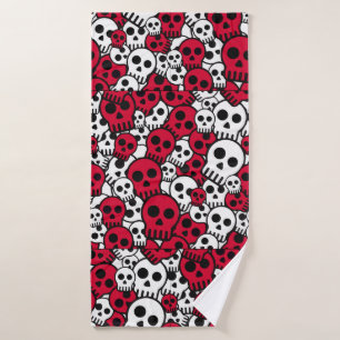 Cherry Gothic Skull Pattern Print Bath Towel