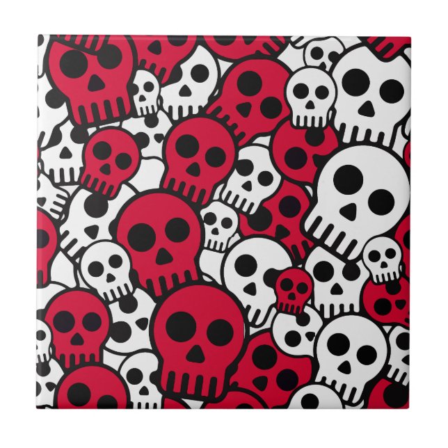 Cherry Gothic Skull Pattern Print Tile (Front)