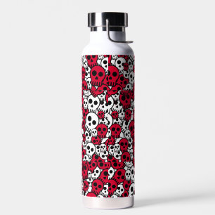 Cherry Gothic Skull Pattern Print Water Bottle