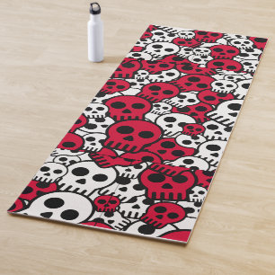 Cherry Gothic Skull Pattern Print Yoga Mat