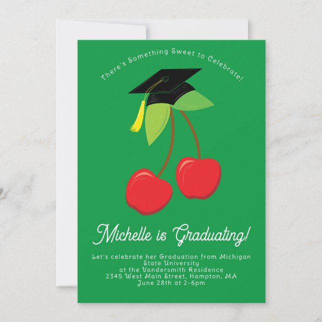 Cherry Graduation Party Invitation (Front)