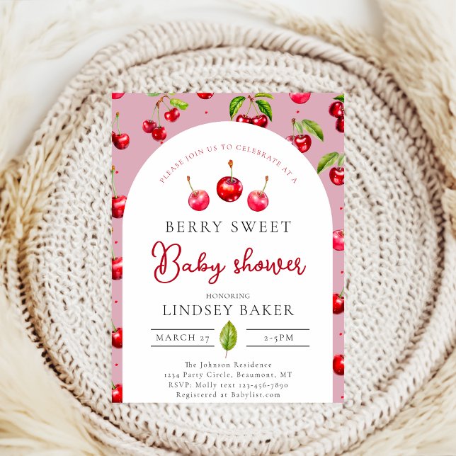 Cherry Heart Baby Shower Invitation (Creator Uploaded)