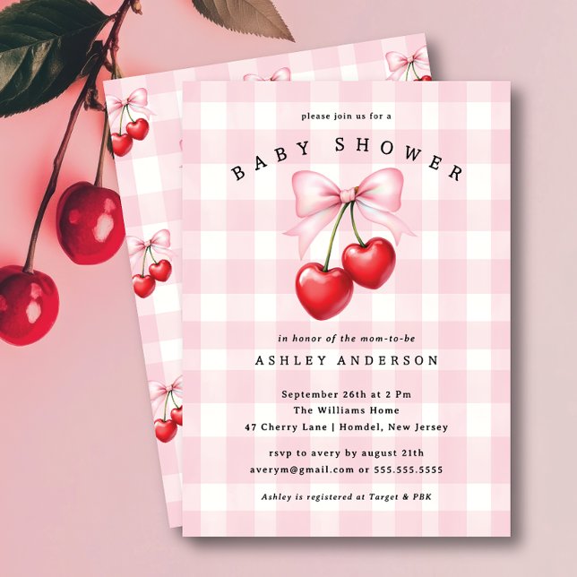 Cherry Heart Baby Shower  Invitation (Creator Uploaded)