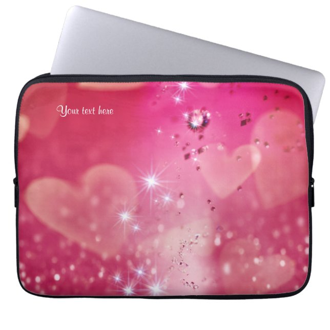 Cherry Heart Sparkle Laptop Sleeve (Front)