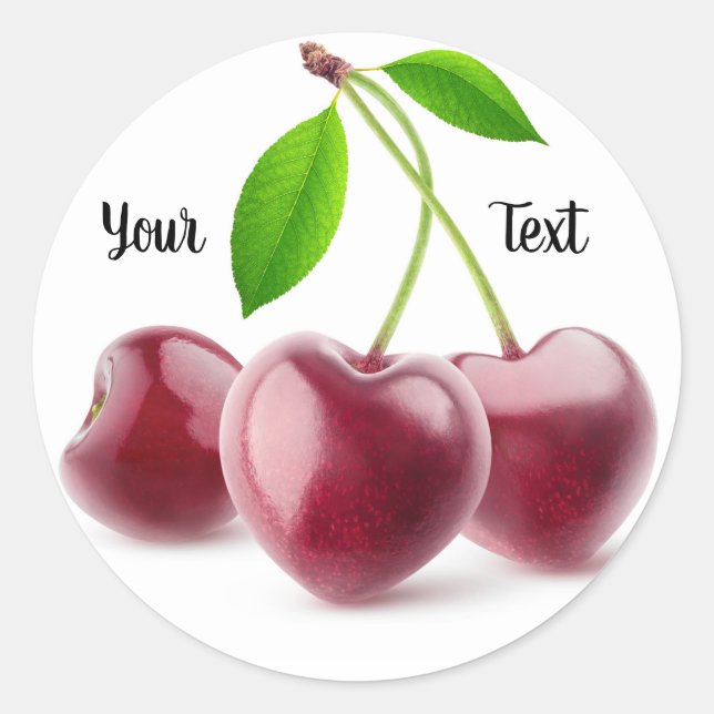 Cherry hearts classic round sticker (Front)