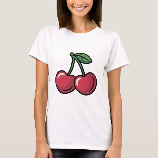 Cherry Hearts Cute and Funny  T-Shirt (Front)