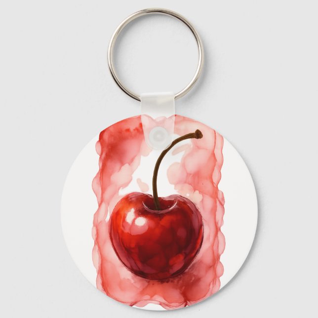 Cherry in Alcohol Ink Keychain (Front)