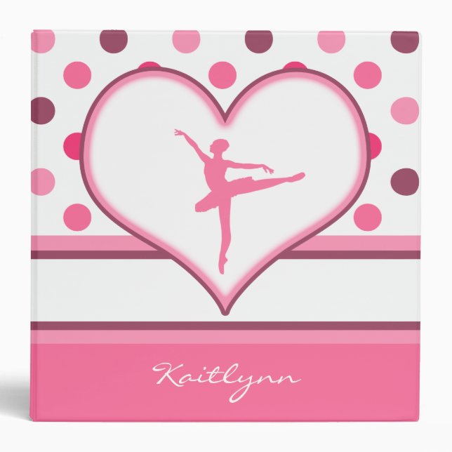 Cherry Inspired Pink Polka-Dots Ballet Dancer Binder (Front)