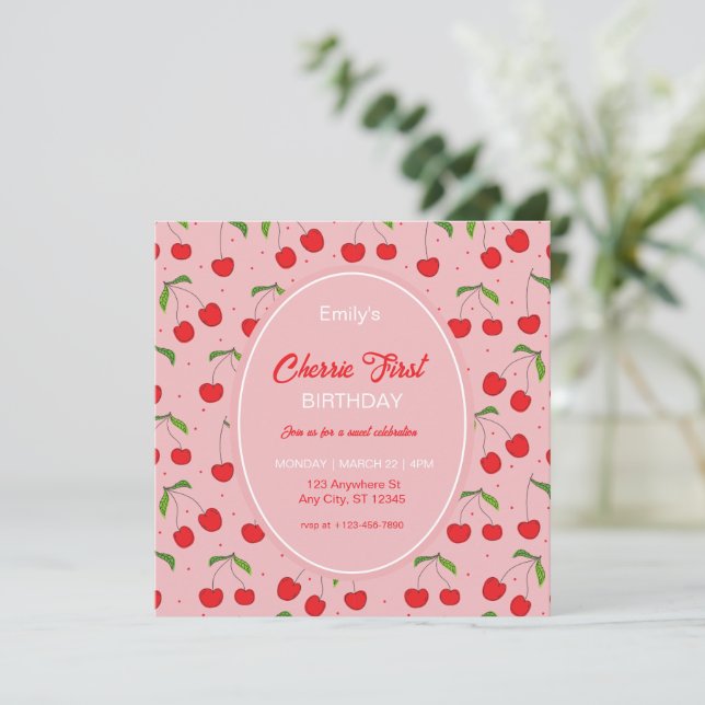 CHERRY Invitation de fête d'anniversaire (Debout devant)