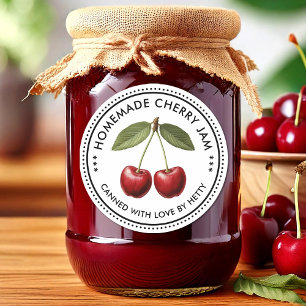 Cherry jam custom sticker for your homemade recipe