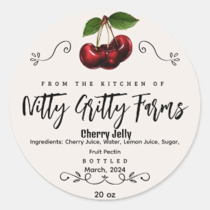 Cherry Jam Jelly preserve Custom Canning Label