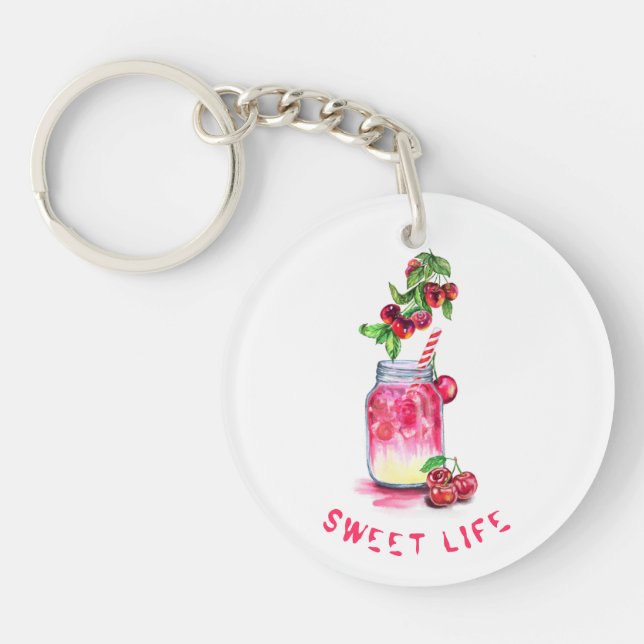  Cherry Juice Cool Drink Fruit Keychain (Front)