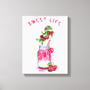 Cherry Juice Cool Drink Fruits Canvas Print