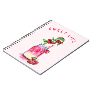 Cherry Juice Cool Drink Fruits Notebook