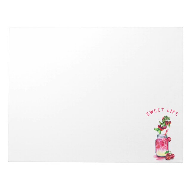 Cherry Juice Cool Drink Fruits Notepad (Front)