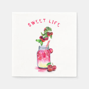 Cherry Juice Cool Drink Party Napkins Custom Text