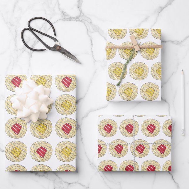 Cherry Lemon Danish Pastry Breakfast Pastries Wrapping Paper Sheet (Front)