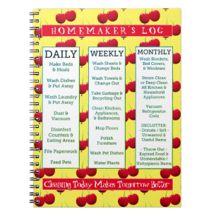 Cherry-Licious Homemaker's Log Cleaning Schedule Notebook