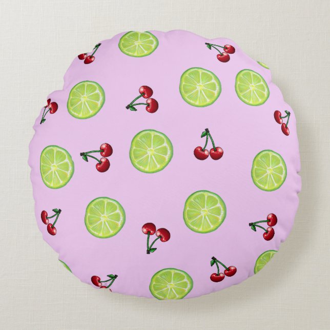 Cherry Limeade Round Pillow (Front)