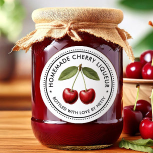 Cherry liqueur sticker for homemade recipe