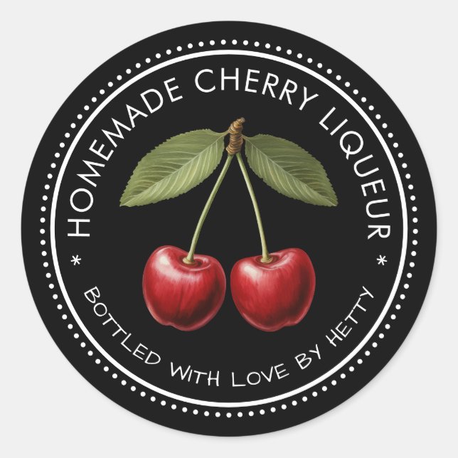 Cherry liqueur sticker for your homemade recipes! (Front)