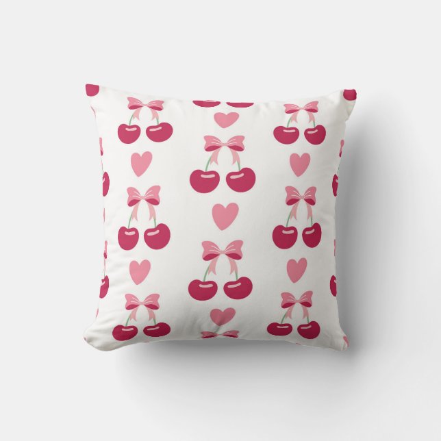 Cherry Love Charm Throw Pillow (Front)