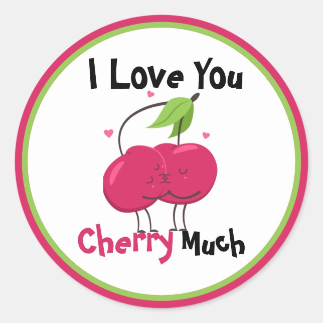 Cherry Love Pun Sticker (Front)
