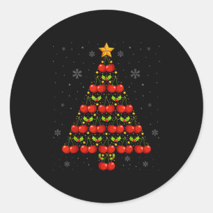 Cherry Lover Christmas Tree Lights Santa Hat Cherr Classic Round Sticker