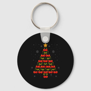 Cherry Lover Christmas Tree Lights Santa Hat Cherr Keychain
