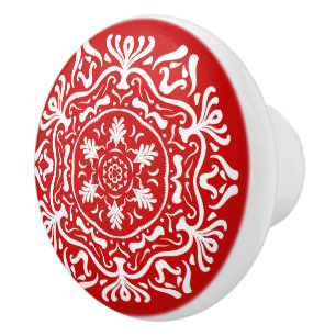 Cherry Mandala Ceramic Knob